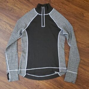 Akini Womens Brown Gray 100% Merino Wool Patterned Sweater Size Large